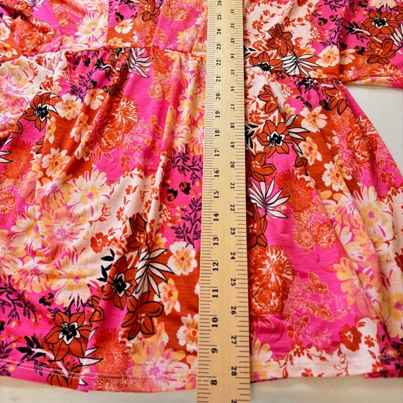Babydoll Floral Empire Waist Tunic Sz 3X Blouse Kimono Sleeves Boho Flowy - Picture 10 of 11